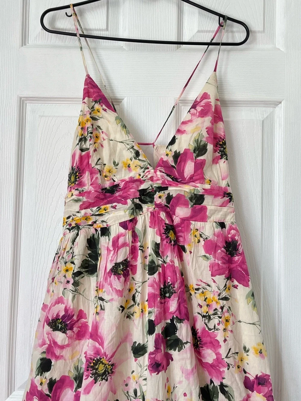 Abercrombie & Fitch Floral Pink Spaghetti-Strap tiered ruffle maxi dress size L